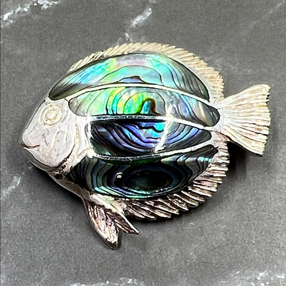 Eastern Serenity Sterling Abalone Sunfish Pin Pendant